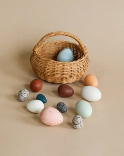 A Dozen Wooden Bird Eggs In A Basket>Moon Picnic Online
