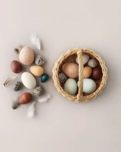 A Dozen Wooden Bird Eggs In A Basket>Moon Picnic Online