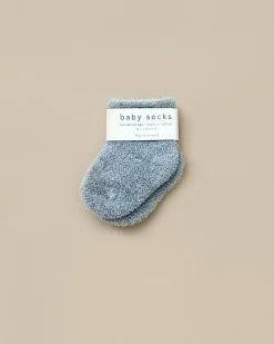 Baby Pile Knit Socks - Blue>Fog Linen Work Outlet