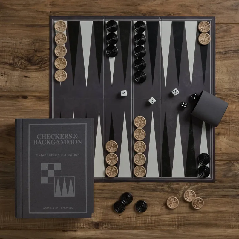 Board Game: Checkers & Backgammon Vintage Bookshelf Edition>WS Game Company Sale