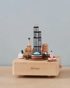 Chicago Wooden Music Box>Wooderful Life Clearance