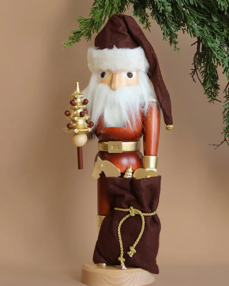 Collectible Wooden Nutcracker - Natural and Gold Santa>Christian Ulbricht Online