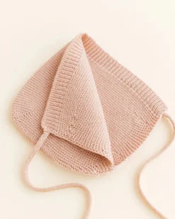 Handmade Merino Wool Newborn Bonnet - Apricot><noscript><img width=