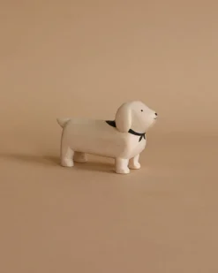 Handmade Tiny Wooden Animals - White Dachshund Dog>T-Lab Online
