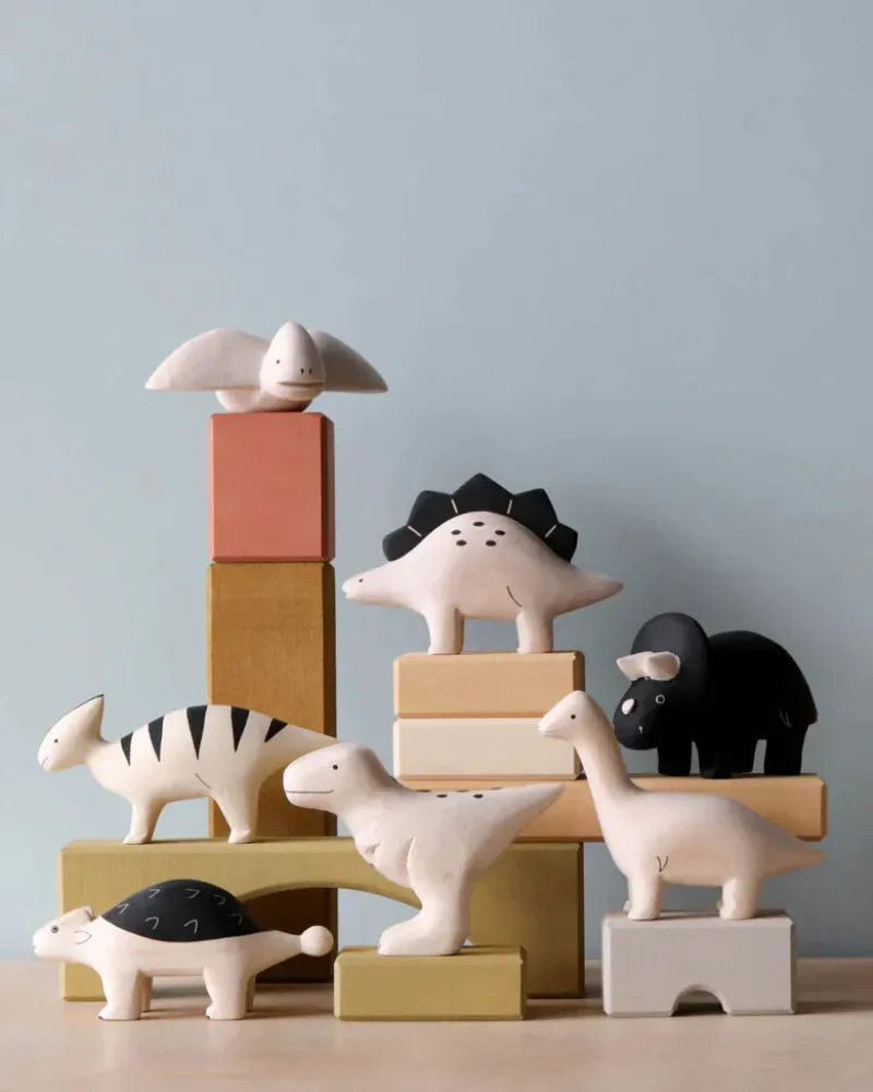 Handmade Tiny Wooden Dinosaurs - Triceratops>T-Lab Discount