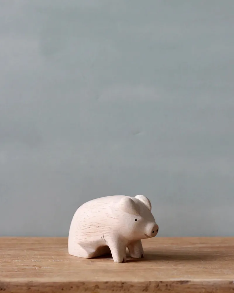 Handmade Tiny Wooden Farm Animals - Pig>T-Lab Clearance