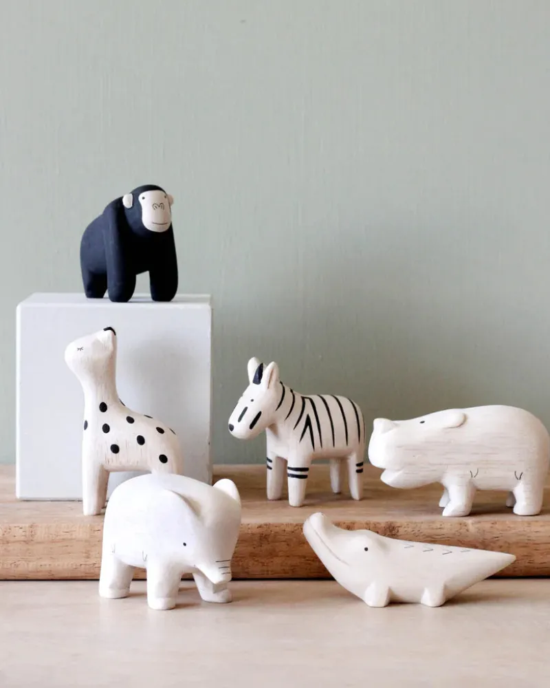 Handmade Tiny Wooden Safari Animals - Rhino>T-Lab Sale