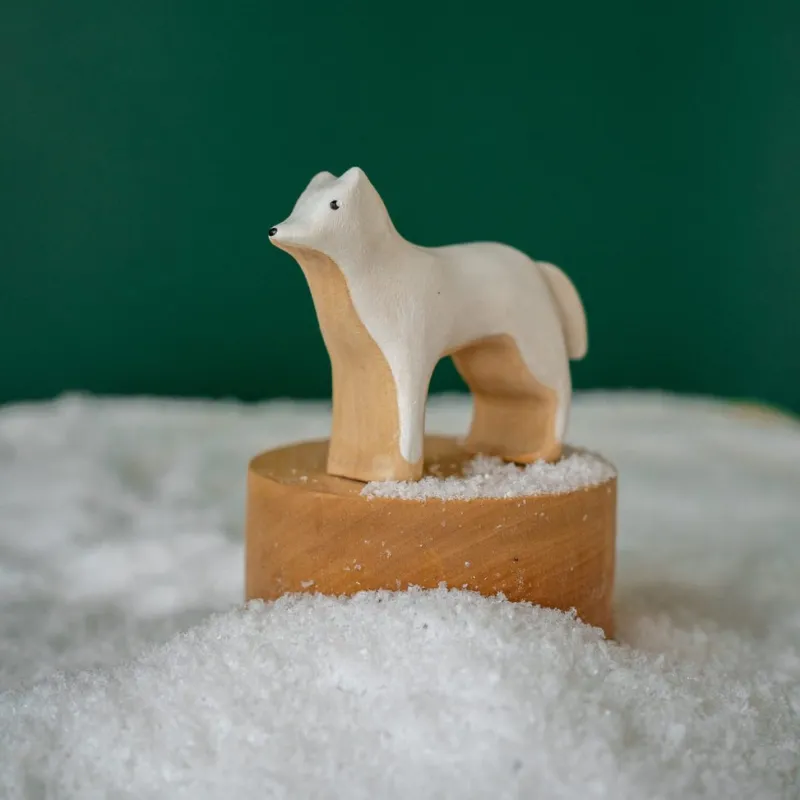 Handmade Wooden Arctic Wolf>Meshka And Friends Fashion