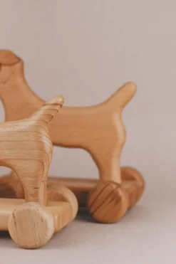 Handmade Wooden Dog Pull Toy><noscript><img width=