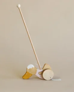 Handmade Wooden Duck Push Toy | Light Pink>Friendly toys New