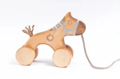 Handmade Wooden Horse Pull Toy | Blue><noscript><img width=
