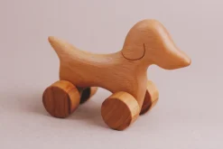 Handmade Wooden Mini Dog Push Toy><noscript><img width=