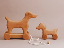 Handmade Wooden Mini Dog Push Toy><noscript><img width=