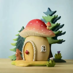 Handmade Wooden Mushroom House><noscript><img width=