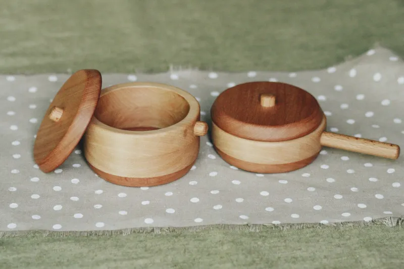 Handmade Wooden Pretend Pot>Tateplota Sale