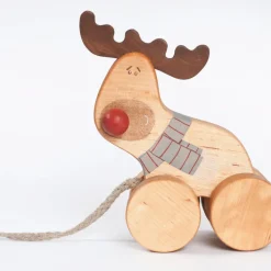 Handmade Wooden Reindeer Pull Toy>Friendly toys Clearance