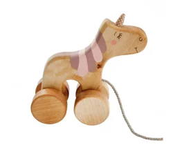 Handmade Wooden Unicorn Pull Toy><noscript><img width=