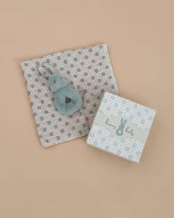 Bunny Rattle & Burb Cloth Set - Mint>Maileg Discount