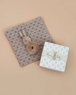 Bunny Rattle & Burp Cloth Set - Cream Peach>Maileg Hot