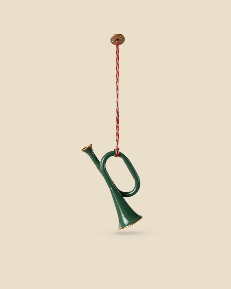 Metal ornament, Trumpet - Dark Green>Maileg New