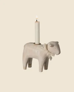 Wooden Candle holder - Off White Lamb>Maileg Hot
