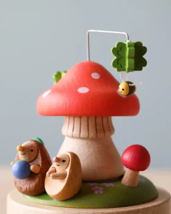 Mini Wooden Mushroom & Hedgehogs Music Box><noscript><img width=