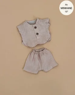 13" Doll Clothing | Andrea Short Set in Washed Linen - Nude>Minikane Hot