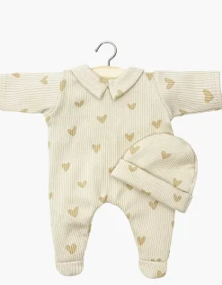 11" Doll Clothing | Sleep Well Corentin Onesie & Hat - Beige Hearts>Minikane Hot