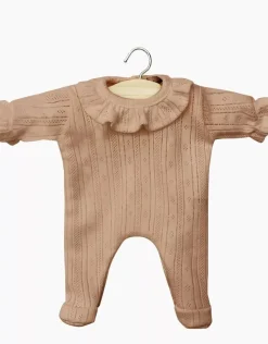 11" Doll Clothing | Camille Onesie in Dotted Cotton - Brown Sugar>Minikane Outlet