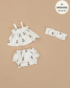 Doll Clothing | Emile & Ida, Mila Top & Bloomers with Headband in Terrycloth - Flowers>Minikane Best
