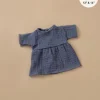 Doll Clothing | Faustine Dress in Cotton Gauze - Mouse Gray>Minikane Online
