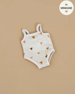 Doll Clothing | Les P'tits Basique, Jumpsuit in Ribbed Cotton - Brown Sugar Hearts>Minikane Hot