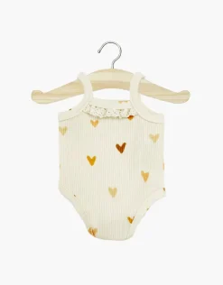 Doll Clothing | Les P'tits Basique, Jumpsuit in Ribbed Cotton - Brown Sugar Hearts>Minikane Hot