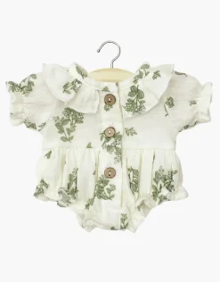 Doll Clothing | Leonore Ruffled Romper in Cotton Gauze - Mistletoe>Minikane Hot