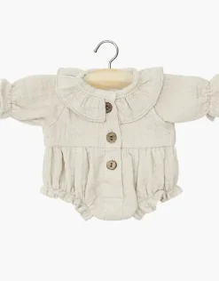 Doll Clothing | Leonore Ruffled Romper in Cotton Gauze - Pebble>Minikane Outlet