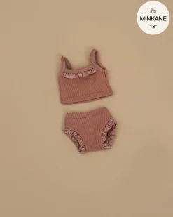 Doll Clothing | Les P'tits Basiques, 2-Piece Set in Ribbed Cotton - Brown Sugar>Minikane Outlet