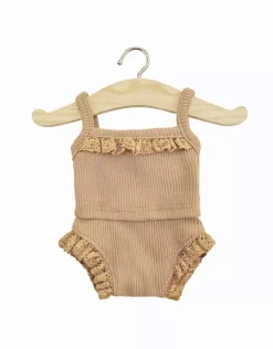 Doll Clothing | Les P'tits Basiques, 2-Piece Set in Ribbed Cotton - Brown Sugar>Minikane Outlet