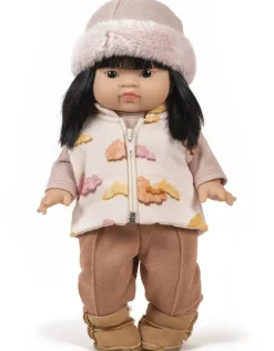 Doll Clothing | 3-Piece Set in Ribbed Cotton - Brown Sugar & Petal><noscript><img width=