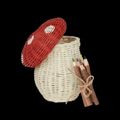 Mushroom Basket With Coloring Pencils- Red>Olli Ella Hot
