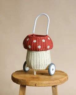 Rattan Mushroom Luggy - Red>Olli Ella New