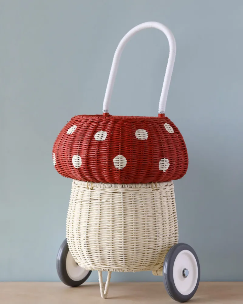 Rattan Mushroom Luggy - Red>Olli Ella New