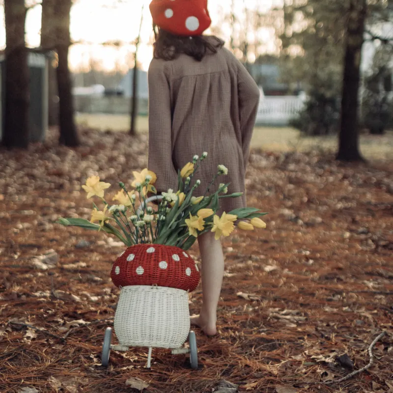 Rattan Mushroom Luggy - Red>Olli Ella New