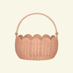Scalloped Petal Basket - Seashell Pink>Olli Ella Fashion
