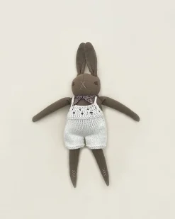 Brown Rabbit in Hand Knit Overalls>Polka Dot Club Clearance