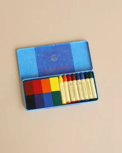 Wax Crayons Combo Standard Tin Case - 8 Blocks & 8 Sticks Assorted>Stockmar New
