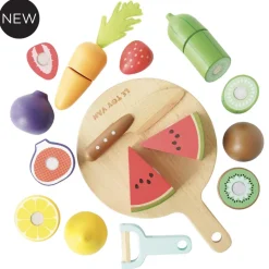 Wooden Chopping Board & Sliceable Play Food><noscript><img width=