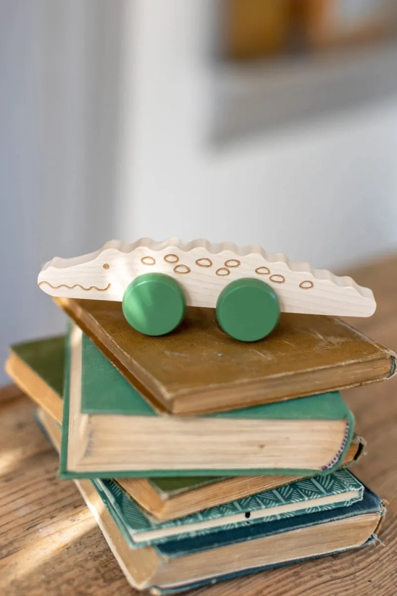 Wooden Crocodile Push Toy>Briki Vroom Vroom New