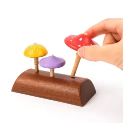 Wooden Mushroom Spinning Top Set><noscript><img width=
