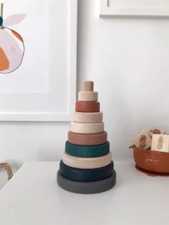 Wooden Pyramid Stacker - Terracotta><noscript><img width=