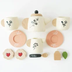 Wooden Tea Set & Tray><noscript><img width=